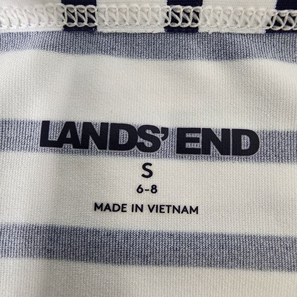 Lands End Womens Crew Neck Long Sleeve UPF 50 Rash Guard Swim Small Blue Stripe - Picture 7 of 10